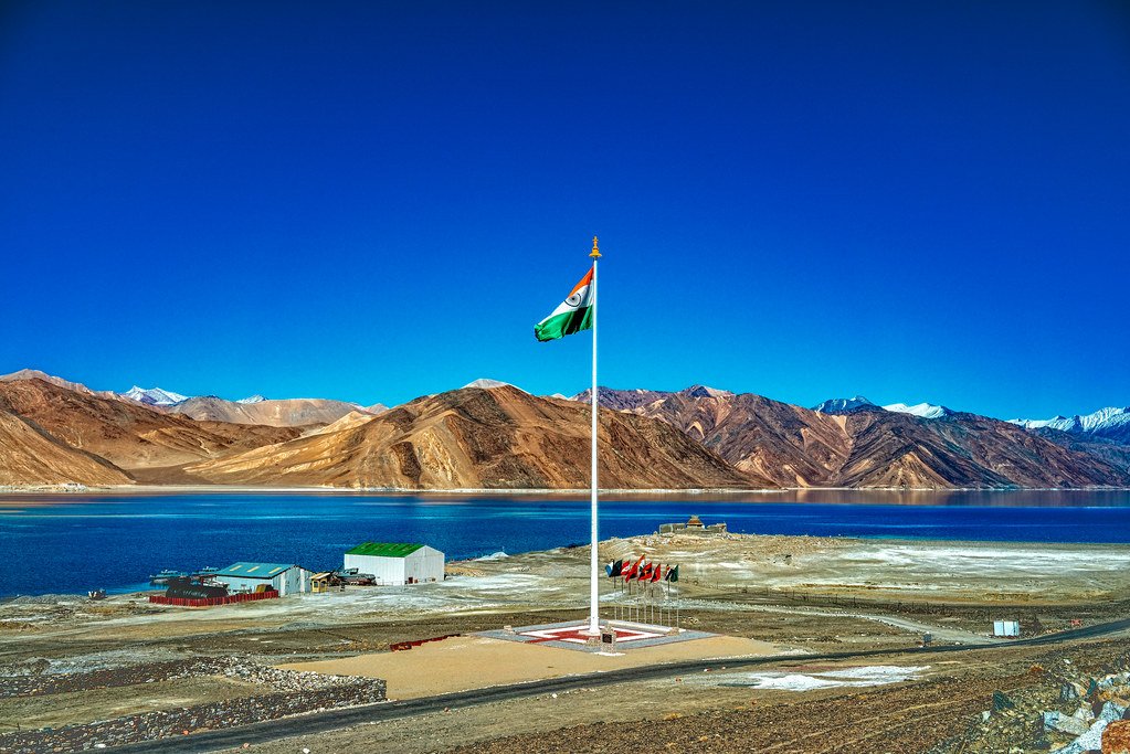 Flag installation at Pangong Lake, Ladakh